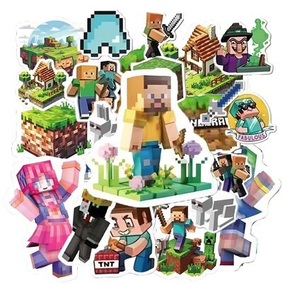 100 PCS MC Game-Themed Sticker Set Pixel Art Decorative Stickers for Notebooks & Diaries
