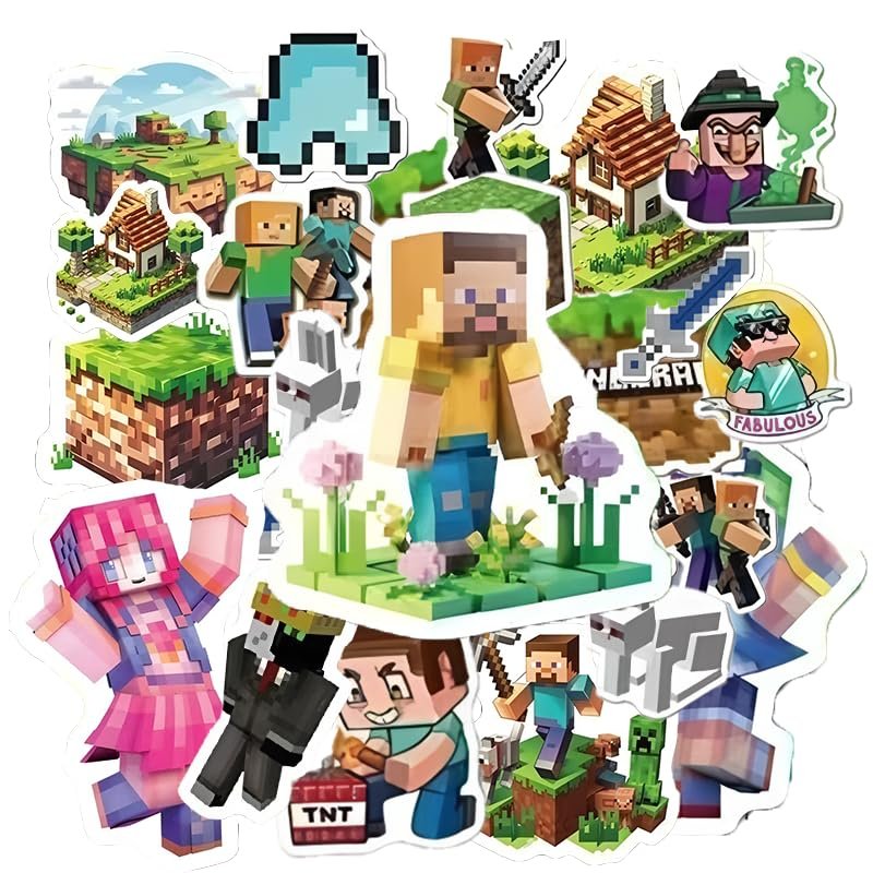 100 PCS MC Game-Themed Sticker Set Pixel Art Decorative Stickers for Notebooks & Diaries