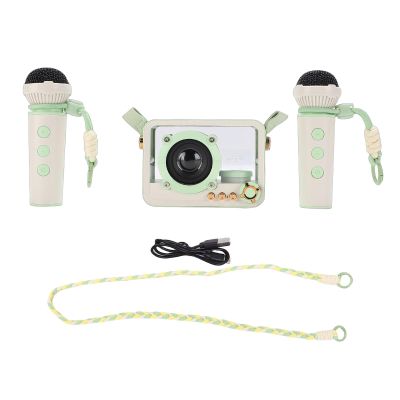 POENVFPO Portable Speaker with 2 Wireless Microphones Karaoke Machine for Girls Boys Home Party Outdoor Camping Travel Birthday Gifts (Light Green)