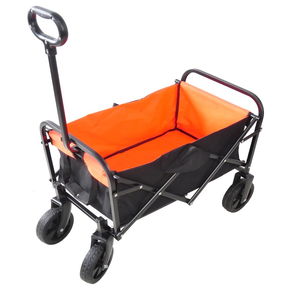 Mini Folding Wagon Garden Shopping Beach Cart (Black+Yellow)