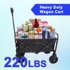 Mini Folding Wagon Garden Shopping Beach Cart (Black+Yellow) view 3