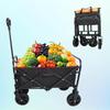 Mini Folding Wagon Garden Shopping Beach Cart (Black+Yellow) view 4