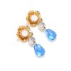 6.2 * 2.4cm Bohemian Alloy Flower Geometric Resin Pendant For Women,blue,6.2 * 2.4cm view 1