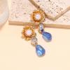6.2 * 2.4cm Bohemian Alloy Flower Geometric Resin Pendant For Women,blue,6.2 * 2.4cm view 2