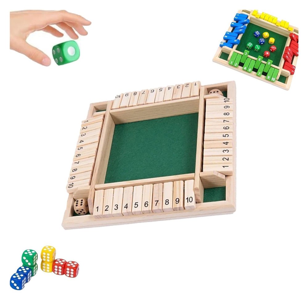 AHIJLNPRT Shut The Box Game Wooden, Shut The Box-Wooden Dice Board Game, Suitable for 2-4 People, Enhancing Brain Sensitivity and Fun Family, Party Or Bar Games(Green)