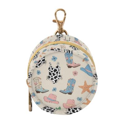 Cowboy Cowgirl Flowers Beige Pattern Pacifier Holder Case with Metal Clip Portable Pacifier Storage Container Box for Baby Boys
