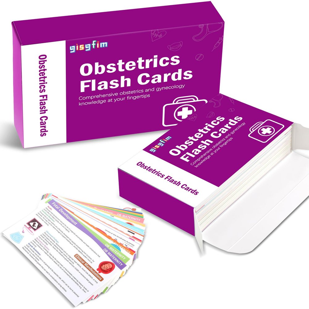 50Pcs Obstetrics and Gynecology Flashcards OB Maternity Flash Cards Maternity Nursing Study Cards Laminated Obstetrics Double Sides Cards Gift for OB Nurses Students Nursing School Exam Prep