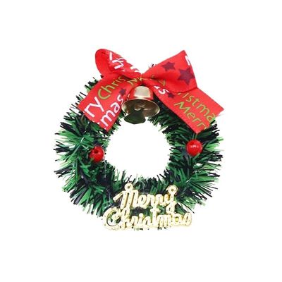 10-1Pcs Mini Christmas Wreaths Dollhouse Miniature Christmas Tree Decor Garland Wreath Mini Craft(P3,3PCS)