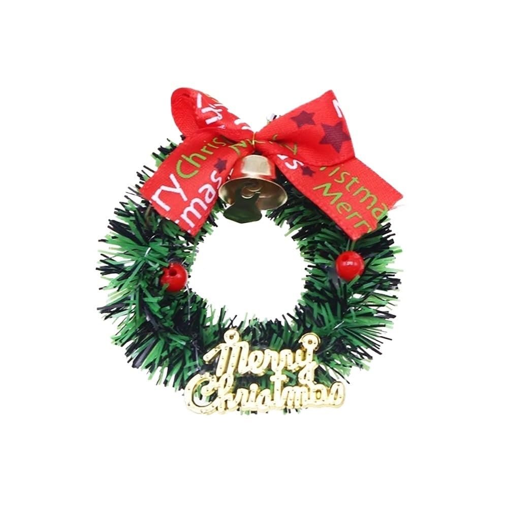 10-1Pcs Mini Christmas Wreaths Dollhouse Miniature Christmas Tree Decor Garland Wreath Mini Craft(P3,3PCS)