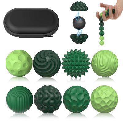 Magnetic Sensory Fidget Balls (8PCS), Weighted Magnet Balls Fidget Toys for Teens Adult ADHD Autism Anxiety, Quiet Stress Relief Office Desk Gadgets, Hand Therapy Sensory Toy Items Gift (Green)
