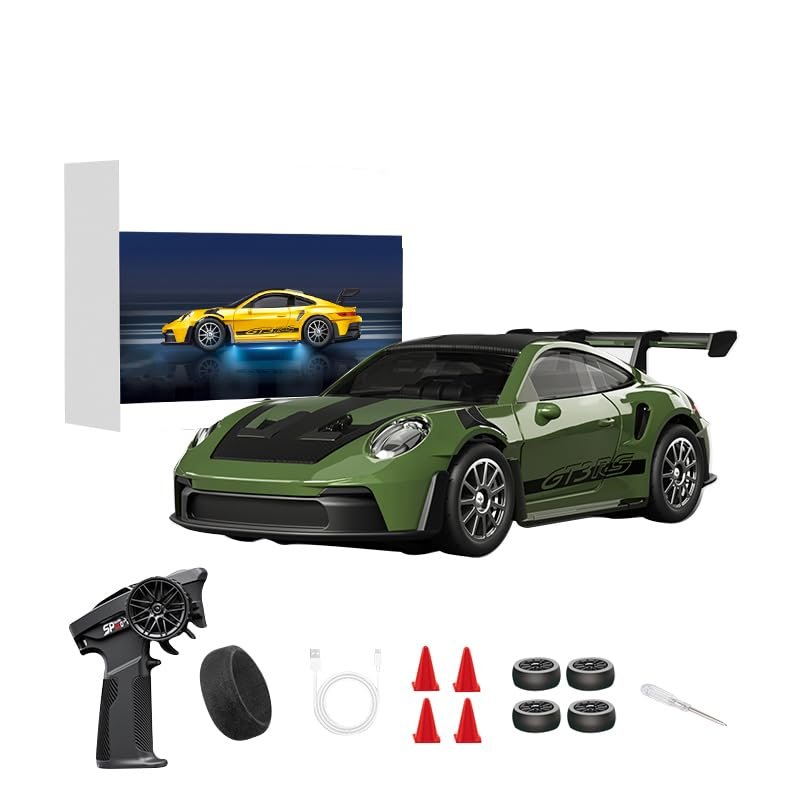 Actualia 1:43 Full Proportional Remote Control Car, 4WD Alloy RC Drift Car with Gyro, LED Lights, Independent Suspension, 20KM/H High Speed Racing Vehicle Gift for Christmas Adults Teens