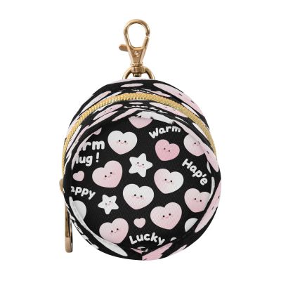 Cute Heart-Shaped Star Happy Pink Black Baby Pacifier Holder Case with Zipper and Clip Wristlet Wallet Key Holder, Small Item Storage pouching estuches para guardar chupones