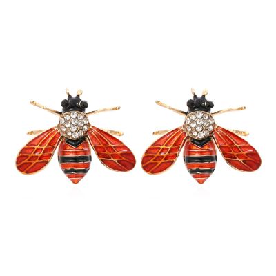 2.6 * 3.3cm Bohemian Alloy Insect Retro Earrings,red,2.6 * 3.3cm