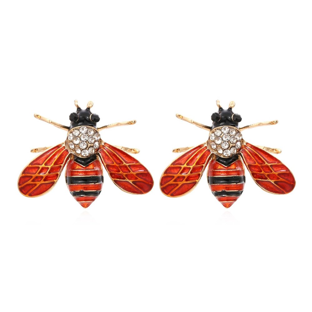 2.6 * 3.3cm Bohemian Alloy Insect Retro Earrings,red,2.6 * 3.3cm