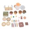 Asixxsix Wooden Tea Party Set for Little Girls, Educational Toddler Tea Set with Cups Spoon Kettle Rack Coffee Pieces, Wooden Tea Set for Toddlers Fine Motor Skills Development view 1