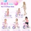 Kkdi 5 in 1 Toddler Bike for 1-5 Year Old, Tricycle with Push Handle, Convertible Baby Balance Bike, Bicycle, Color Light Wheel & Detachable Pedal, 4-Position Seat, Toddler Girl Birthday Gift, Toy view 2