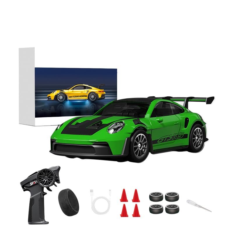 Actualia 1:43 Full Proportional Remote Control Car, 4WD Alloy RC Drift Car with Gyro, LED Lights, Independent Suspension, 20KM/H High Speed Racing Vehicle Gift for Christmas Adults Teens