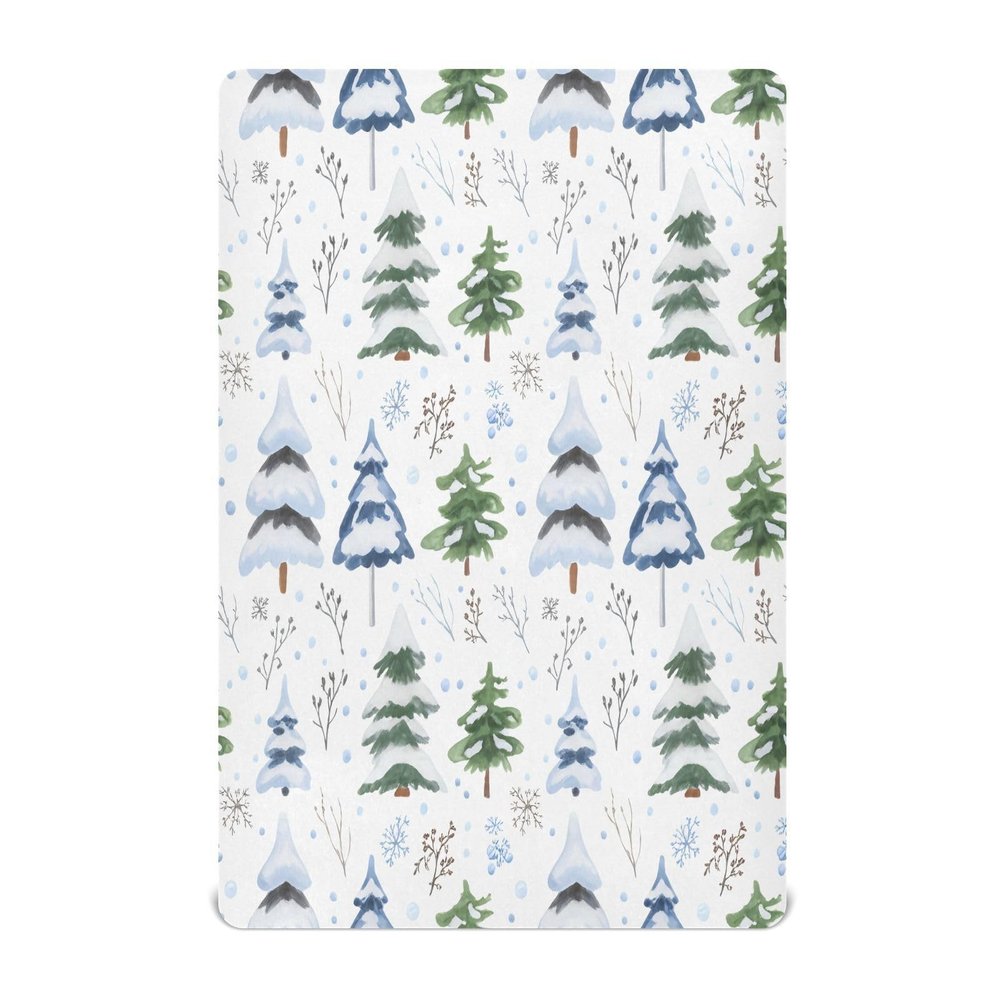 Qilmy Cute Christmas Tree Baby Crib Sheets, Soft Breathable Stretchy Microfiber Fitted Sheets for Boys Girls, Mini Crib 39" x 27" Portable Toddler Mattress Cover