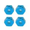 4PCS 1/10 RC Wheel Hex Hubs Nut 14mm, Aluminum Wheel Hex Drive Hub, Lightweight Upgrade Part for AMMRA Big Rock Typhon Senton Granite, Includes 4 Pins 4 Set Screws 1 Right Angle Wr (Blue) view 3
