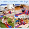 Triple-Lane Flexible Race Track for Kids - 16.4ft Suction Cup Gravity Ramp for 1/64 Cars, 3-Lane Roll Up Racetrack with 6 Vehicles, Compatible with 1/64 Diecast Cars, Gift for Boys Girls 3-12, Red view 4