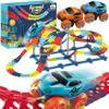 Anti Gravity Race Track with LED Light-Up Race Car - Glow in The Dark Flexible Track Set for Kids, Interchangeable Car Shells & Multicolor Changeable Tracks (1 Car, 142 in) view 1