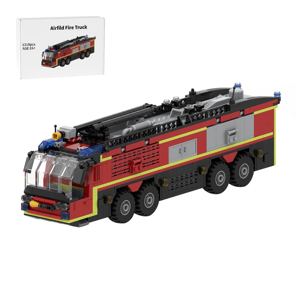 Airport Fire Truck Building Blocks Set, City Firetruck Building Bricks, Fire Fighter Building Blocks, Collectible Firetruck to Build and Display, Gift for Birthday Christmas (1319PCS)