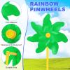 M METERXITY 1-Pack Rainbow Pinwheels, 19.7 Inch Plastic Wind Spinners Outdoor Flower Windmill for Party Decorations/Yard/Garden, Toy Wind Spinners [Green] view 2