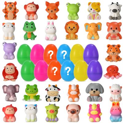24 Pack Prefilled Easter Eggs with Animal Slow Squishy Toys, Easter Egg Slow Rising Squishy Fidget Toys Stress Relief for Kids Boys Girls Easter Egg Fillers, Easter Basket Stuffers Party Favor