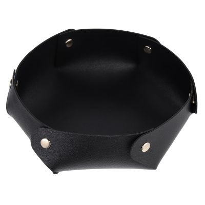 Abaodam Foldable PU Dice Tray Large Desktop Storage Holder for RPG Table Games Multifunctional Black Leather Organizer for Jewelry Keys Watches and Accessories