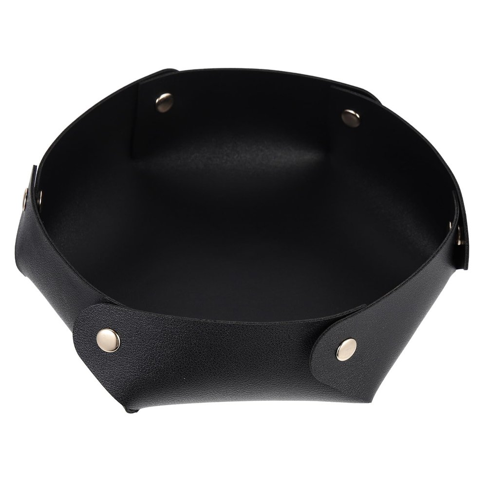 Abaodam Foldable PU Dice Tray Large Desktop Storage Holder for RPG Table Games Multifunctional Black Leather Organizer for Jewelry Keys Watches and Accessories
