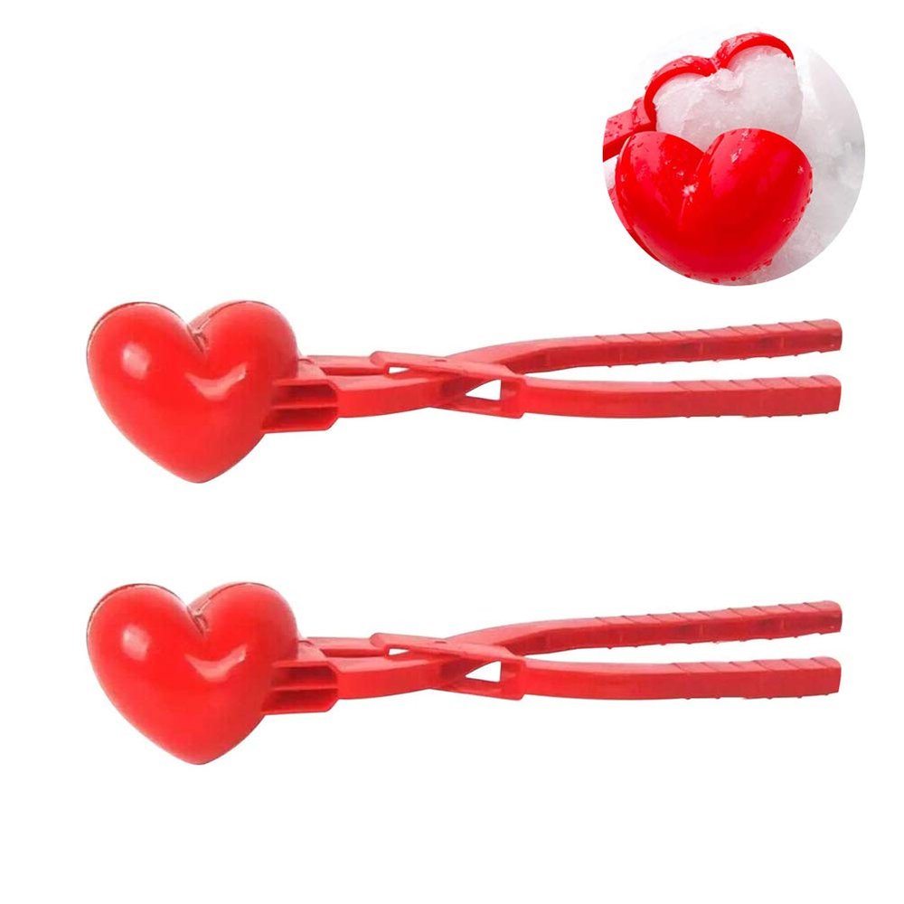 Aoaoy Snowball Maker, Snow Ball Makers for Kids, Plastic Heart Shape Snowball Clip Snow Toys Beach Toy for Kids Outdoor Indoor Winter Fight Maker Tool (2Pcs)