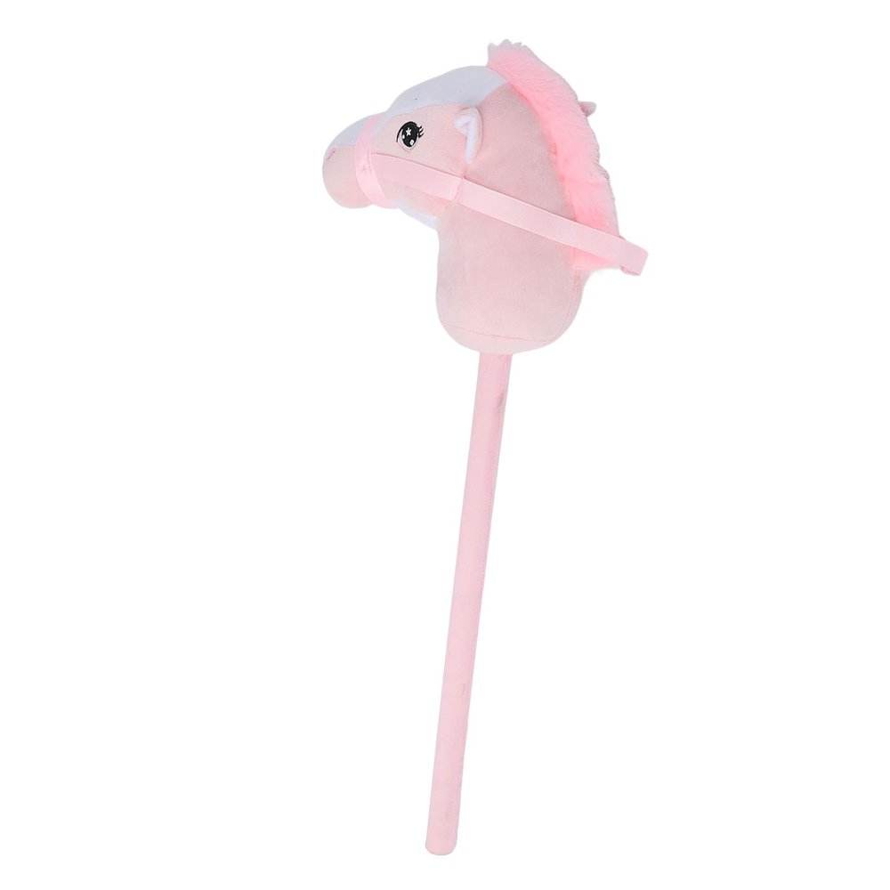 Fdit Hobby Horse Stick Toy Soft Plush Cartoon Handcrafted Riding Stick for Kids Home Kindergarten Party, 70cm PVC Horse (Pink)