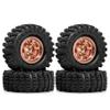 1.3" RC Crawler Tires and Aluminum Wheel Rim Set 7mm Hex For RC climbing cars 1/18 1/24 scale SCX24 AX24 FCX24 XC-1 RTR CR-18P k10 or similar scale models DIY upgrade (Bronze R348) view 1