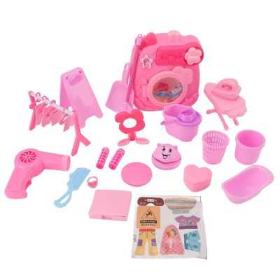 Aqur2020 Washing Machine Toy with Drum Design, Portable Educational Playset, 35 Accessories, Plastic, Indoor Use