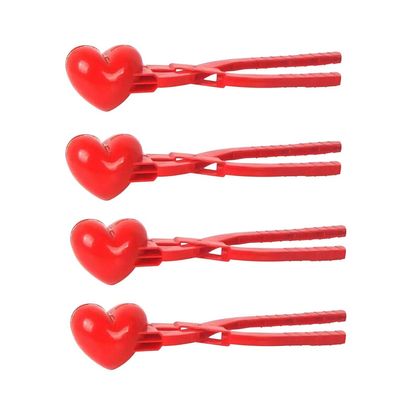 Aoaoy Snowball Maker, Snow Ball Makers for Kids, Plastic Heart Shape Snowball Clip Snow Toys Beach Toy for Kids Outdoor Indoor Winter Fight Maker Tool (4Pcs)