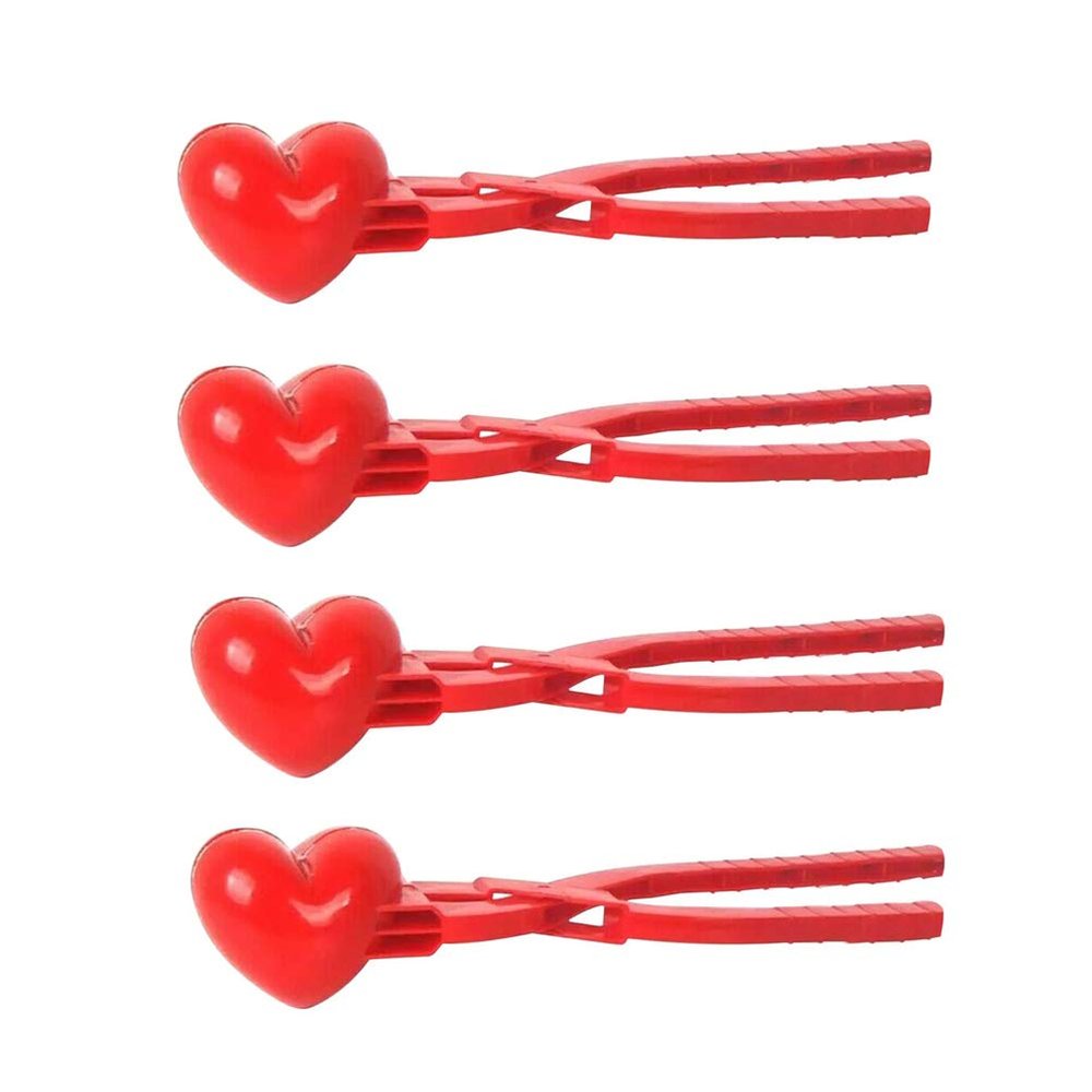 Aoaoy Snowball Maker, Snow Ball Makers for Kids, Plastic Heart Shape Snowball Clip Snow Toys Beach Toy for Kids Outdoor Indoor Winter Fight Maker Tool (4Pcs)
