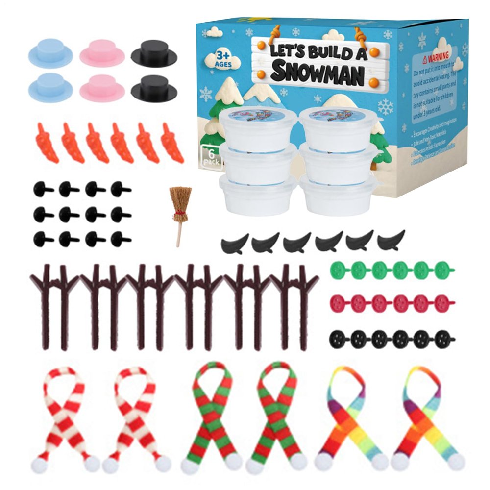 Build A Snow Man Kit, Safe S Materials, 12x9.5x10cm, 13x10.5x11cm, Kids Modeling Clay, DIY Christmas Clay, All Inclusive Crafting Kit, for Holiday Party, Classroom Projects, Winter Activities