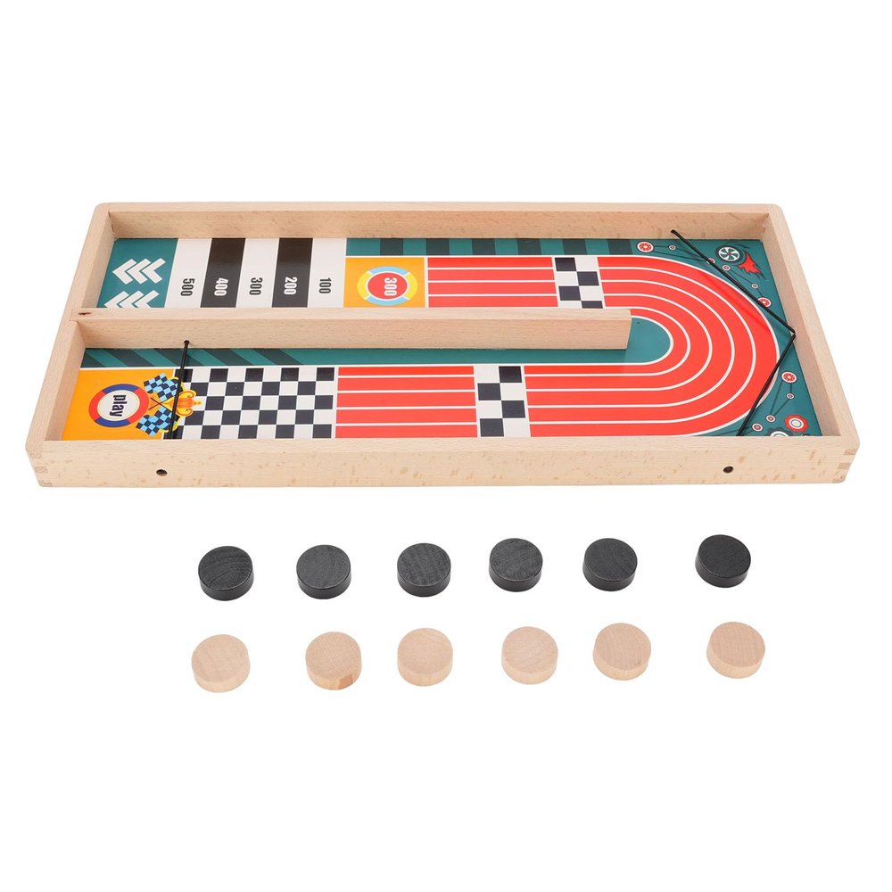 Aqur2020 Fast Table Hockey Game, Dual Player, Wood Construction, Portable, Interactive Track Design, for Kids and Adults
