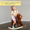 Rocking Horse - Plush Bear Animal Rocker - Toddler Ride on Toys for Ages 3 and Up - Wooden Rocking Horse - Ride on Toys by Happy Trails (Brown) view 4