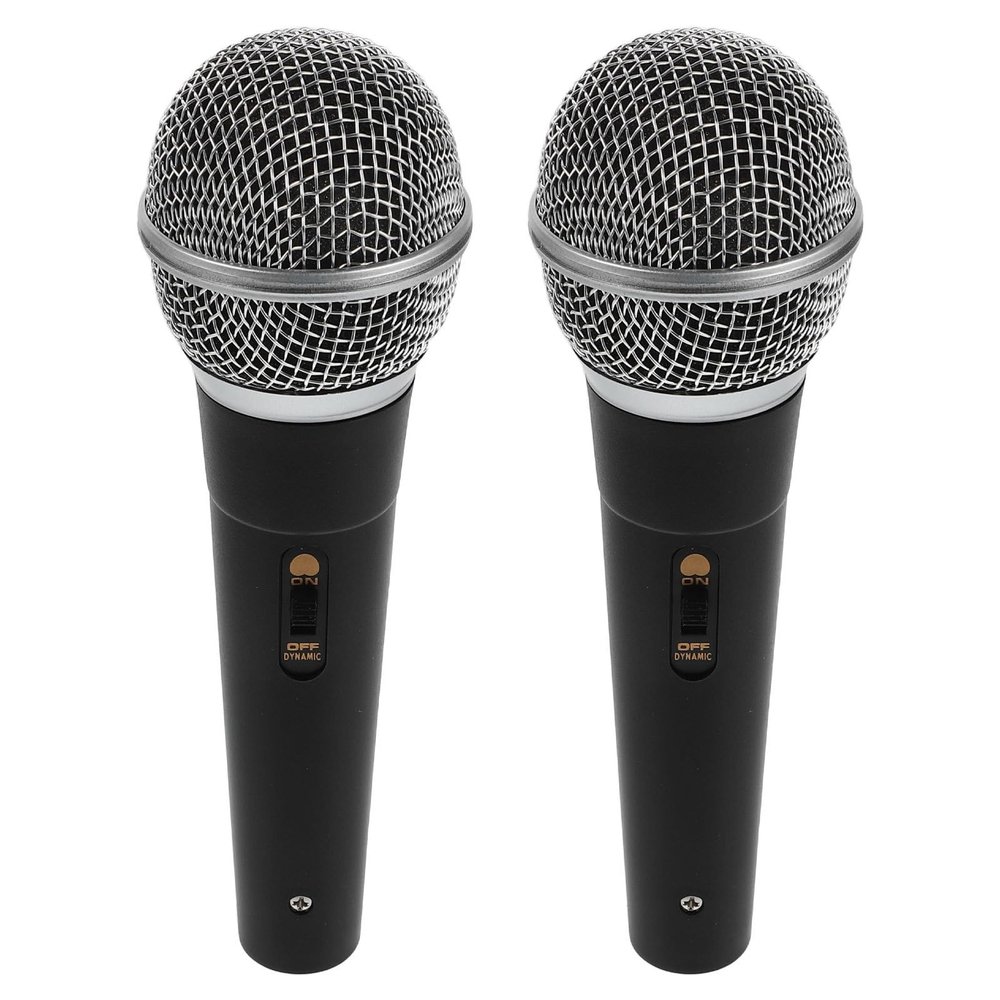 ibasenice 2pcs Fake Microphone Props Plastic Pretend Mic Kids Toy (Black) - Realistic Karaoke Performance Decor for Simulate Speech Practice Role Playing Christmas Birthday