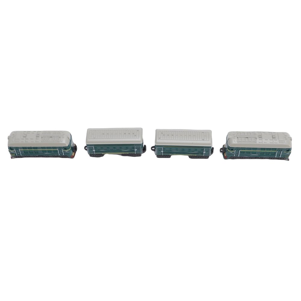 Aqur2020 Vintage Toy Train Set, 1:60 Scale, 4 Pieces, Friction Powered, Plastic and Alloy, Green, 3.3 x 1.2 x 1.4 Inches