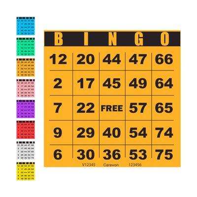 Carewon 100 Bingo Cards, Large 4.5" x 4.5", Orange (1 of 8 Colors), Paper Bingo Sheets, Disposable or Reusable for Daubers or Chips