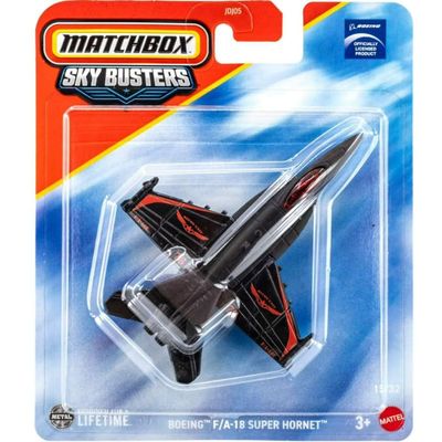 Matchbox Sky Busters Boeing F/A-18 Super Hornet [Black & Red] 15/32, 1:64 Scale Diecast Toy Vehicle