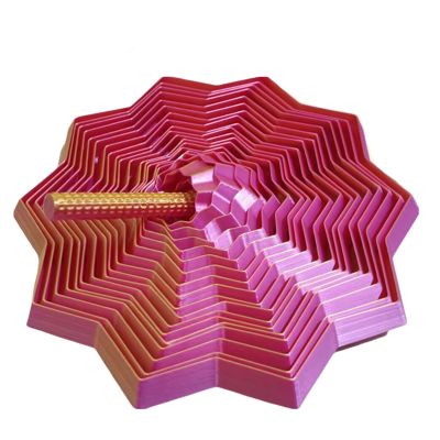 3D Printed Expanded Sensory Fidget Star - Sensory Fidget Star with Handle, Colorful Whirling Spiral Design, Stress Relief Desk Toy for Office & Home (Purple Gold,Large)