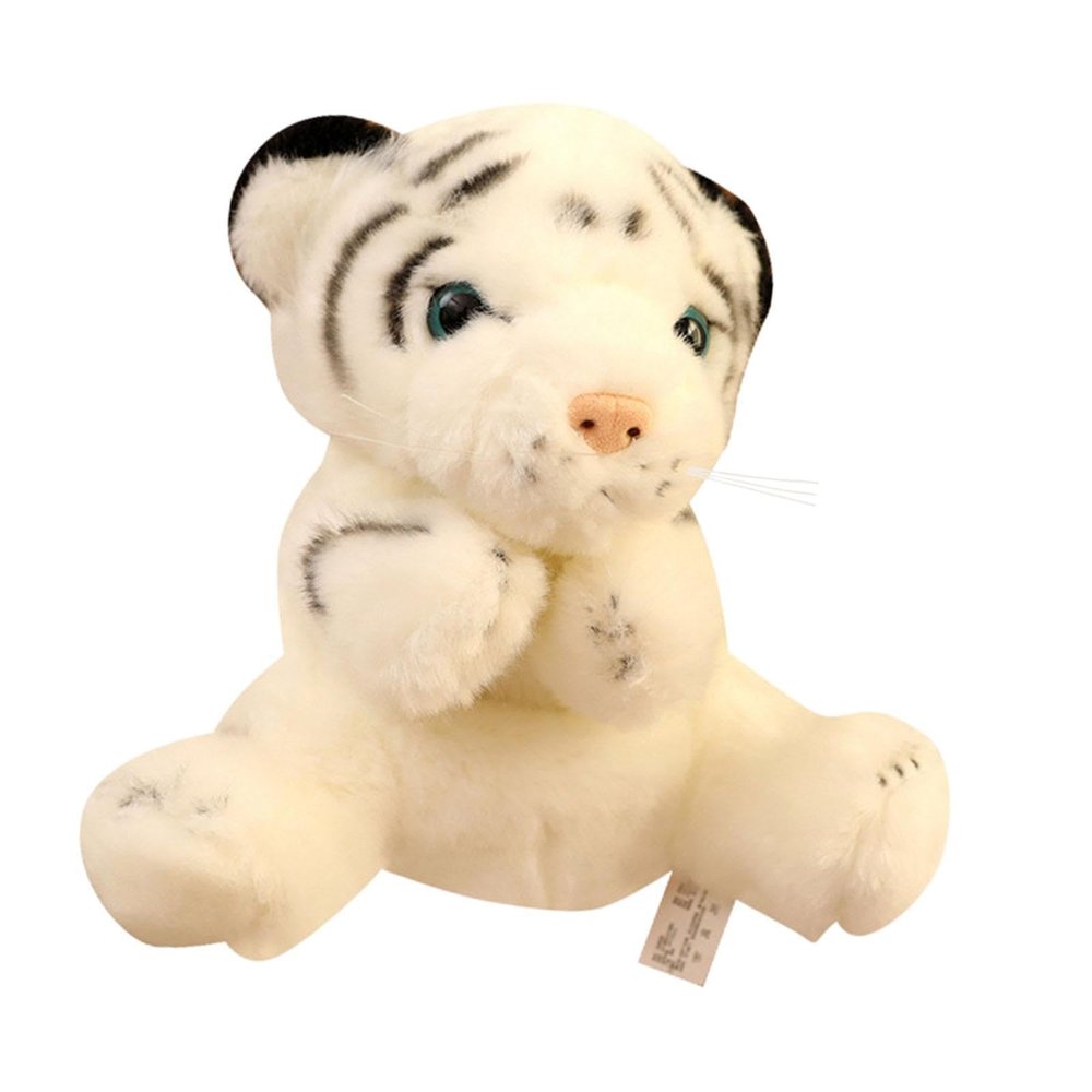 EHJRE Plush Animal Hand Puppet Head Gloves Imaginative Tiger Plush Toy Tiger Interactive Puppet for Teaching Gift for Boy Girls, White