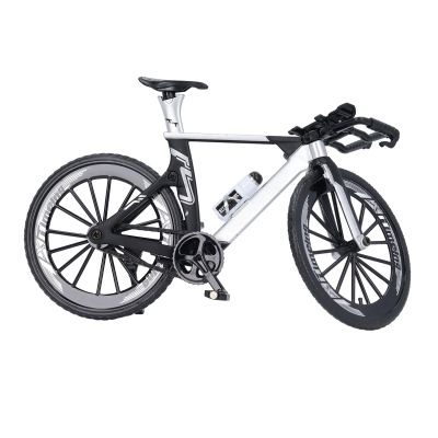 Fdit Racing Bike Model Dual Handlebar Alloy Finger Racing for Kids Metal Bike Model Collection Decoration (Black White)