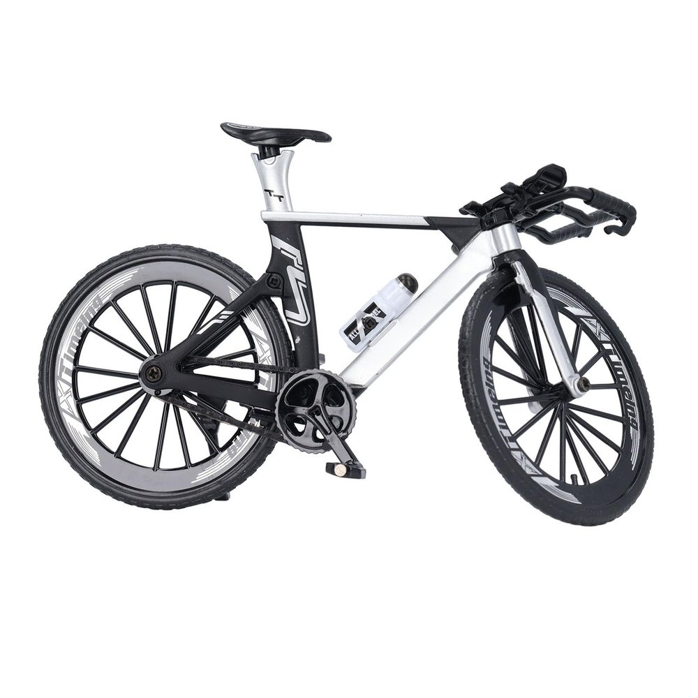 Fdit Racing Bike Model Dual Handlebar Alloy Finger Racing for Kids Metal Bike Model Collection Decoration (Black White)