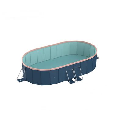 2.8m PVC Folding Pool (Not Inflatable) - Blue-Gray - Material for Summer Fun - Outdoor Patio, Beach, Garden