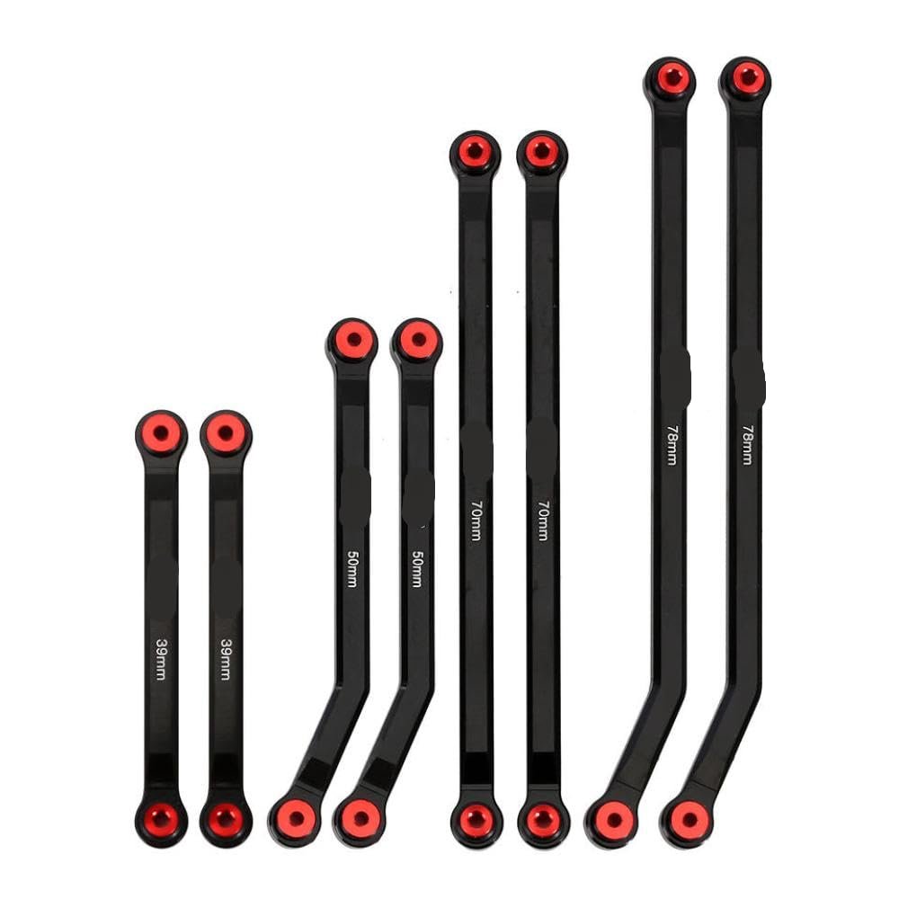 8PCS Aluminum 4 Links Set Compatible with 1 24 Scale RC Crawler Cars Like SCX24 Models Fits Power Wagon Style Chassis(Black)