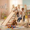 FEBORY Juniper 4-in-1 Indoor Wooden Play Gym with Slide, Swing, Ladder, Natural Pine Construction, 44.9x44.5x29.7 Inches, 220 lbs Weight Capacity view 2